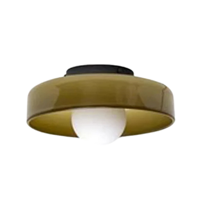 Round Ceiling Lamp with Stylish Functionality - LumiSphere-D9.82*H5.91 inches-Green matte finish-Nora Luxe