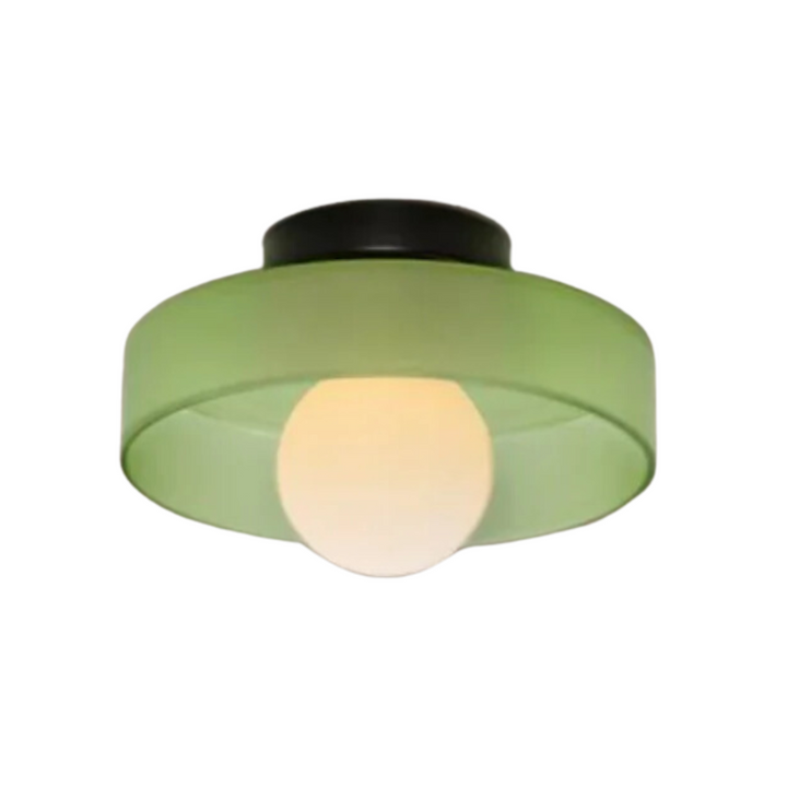 Round Ceiling Lamp with Stylish Functionality - LumiSphere-D9.82*H5.91 inches-Olive green-Nora Luxe