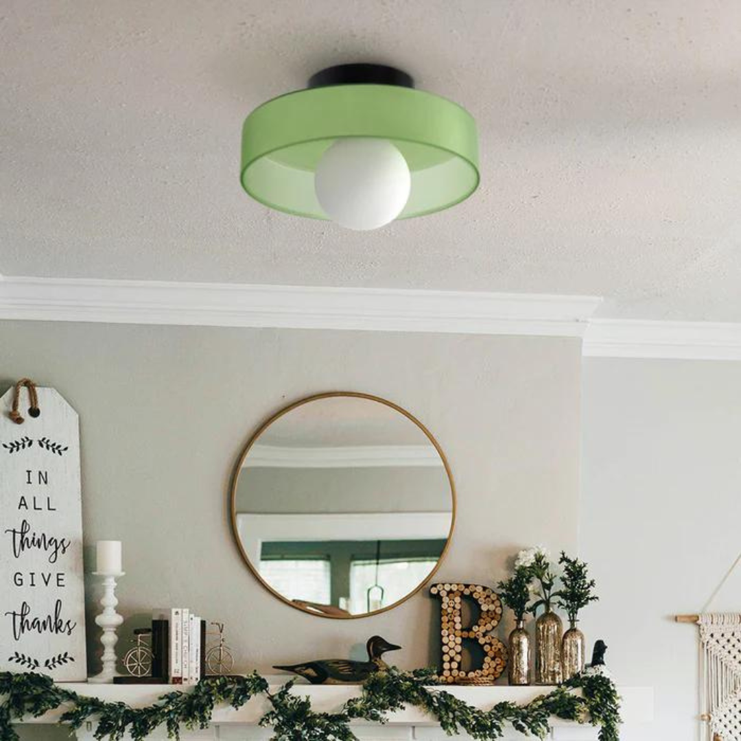 Round Ceiling Lamp with Stylish Functionality - LumiSphere-D9.82*H5.91 inches-Orange-Nora Luxe