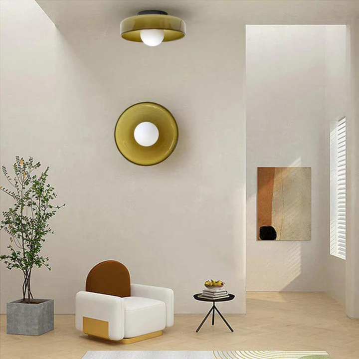 Round Ceiling Lamp with Stylish Functionality - LumiSphere-D9.82*H5.91 inches-Orange-Nora Luxe