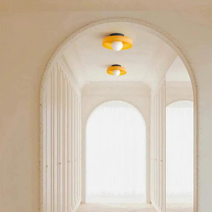 Round Ceiling Lamp with Stylish Functionality - LumiSphere-D9.82*H5.91 inches-Orange-Nora Luxe