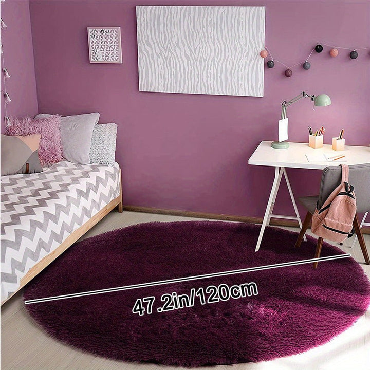 Round Fluffy Rug - Clouda-Bordeaux-120cm x 120cm-The Livary