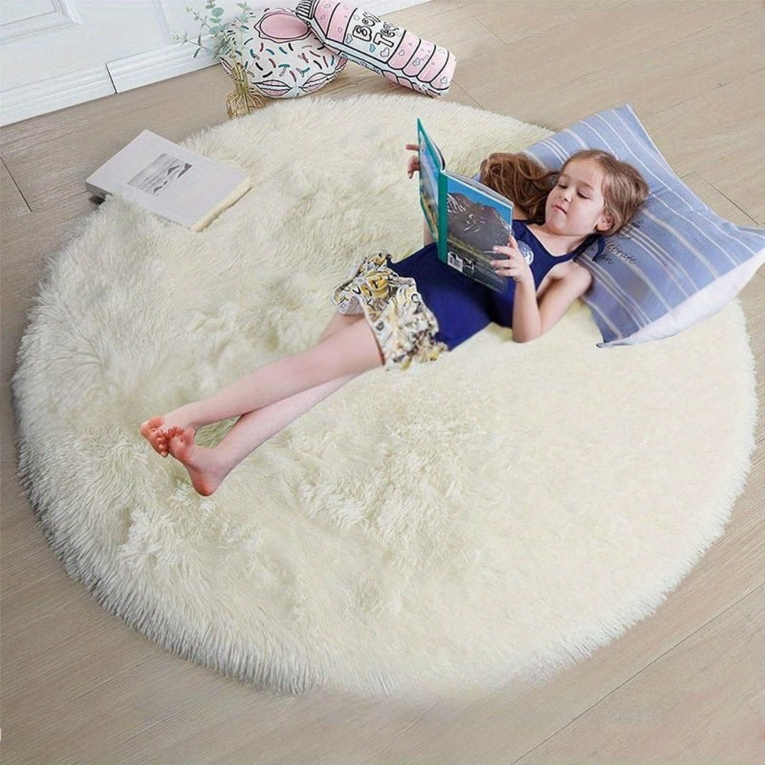 Round Fluffy Rug - Clouda-Cream-120cm x 120cm-The Livary