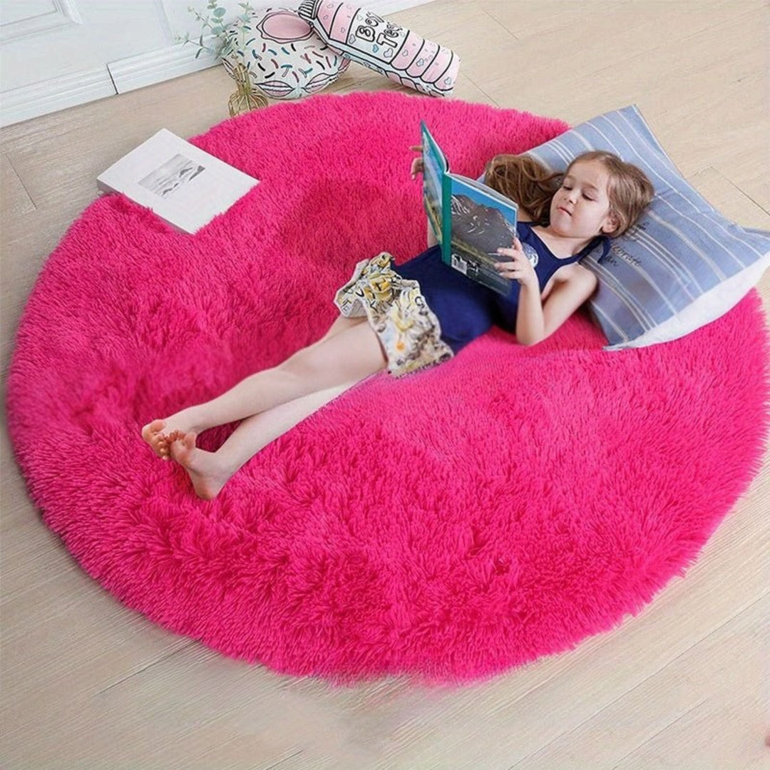 Round Fluffy Rug - Clouda-Fuchsia-120cm x 120cm-The Livary
