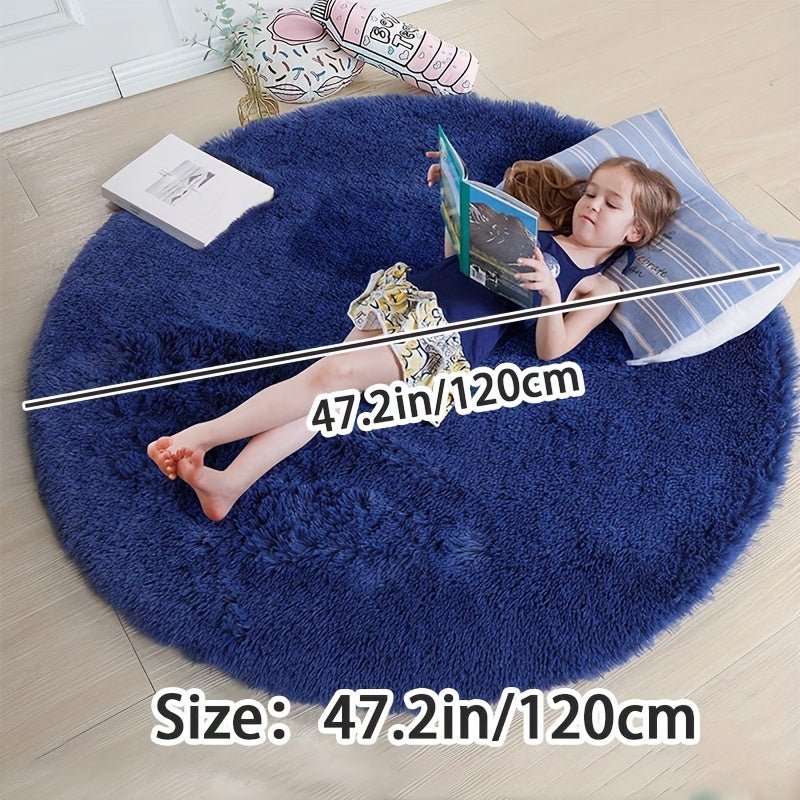 Round Fluffy Rug - Clouda-Light grey-120cm x 120cm-The Livary