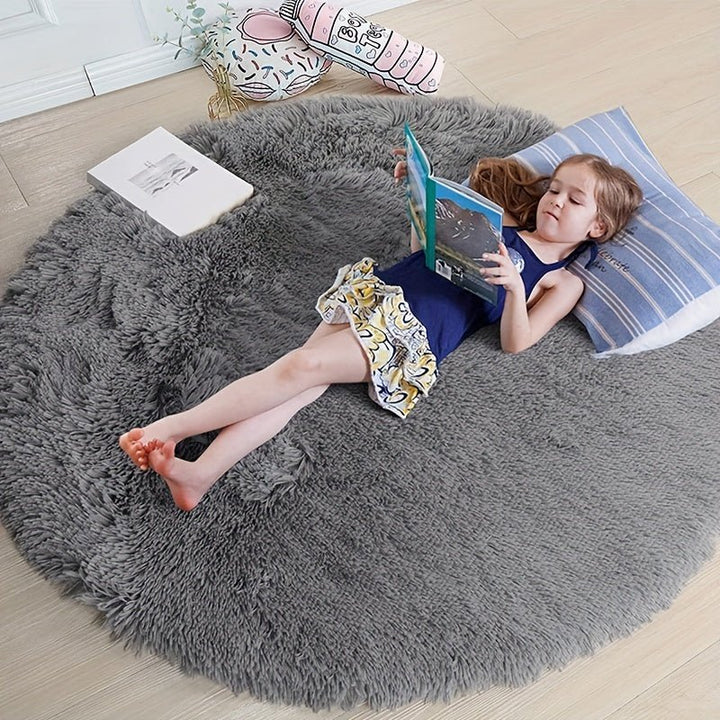 Round Fluffy Rug - Clouda-Light grey-120cm x 120cm-The Livary