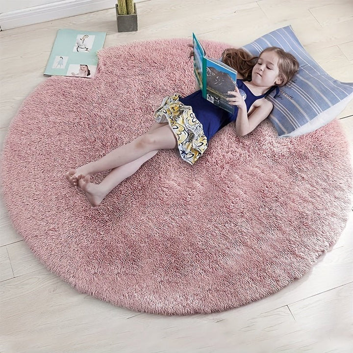 Round Fluffy Rug - Clouda-Light grey-120cm x 120cm-The Livary