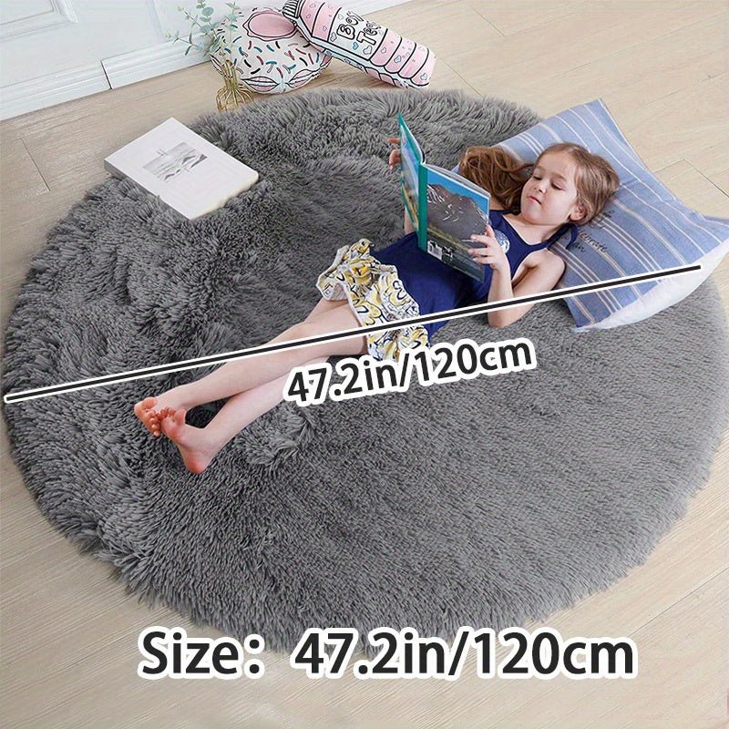Round Fluffy Rug - Clouda-Light grey-120cm x 120cm-The Livary