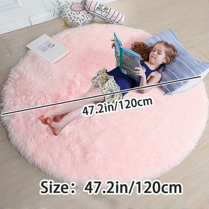 Round Fluffy Rug - Clouda-Light grey-120cm x 120cm-The Livary