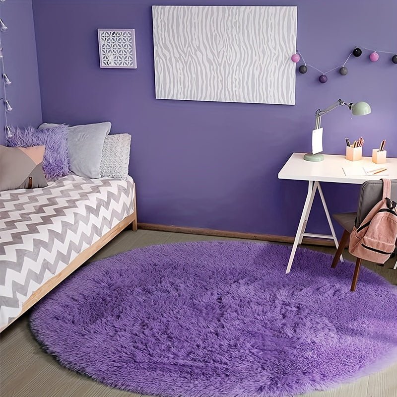 Round Fluffy Rug - Clouda-Purple-120cm x 120cm-The Livary