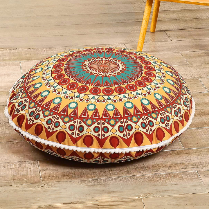 Round Meditation Cushion with Memory Foam-Orange-Nora Luxe