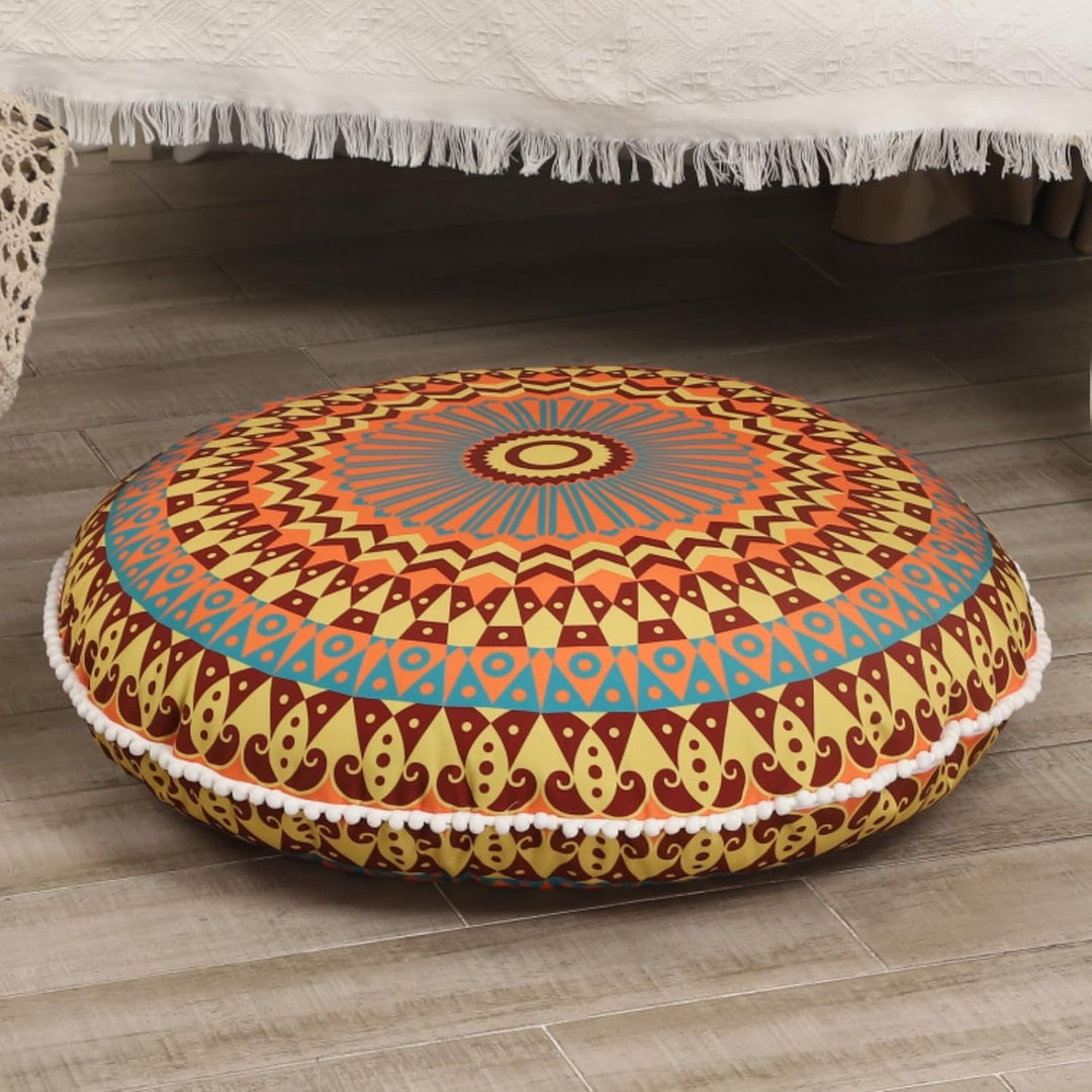 Round Meditation Cushion with Memory Foam-Yellow-Nora Luxe
