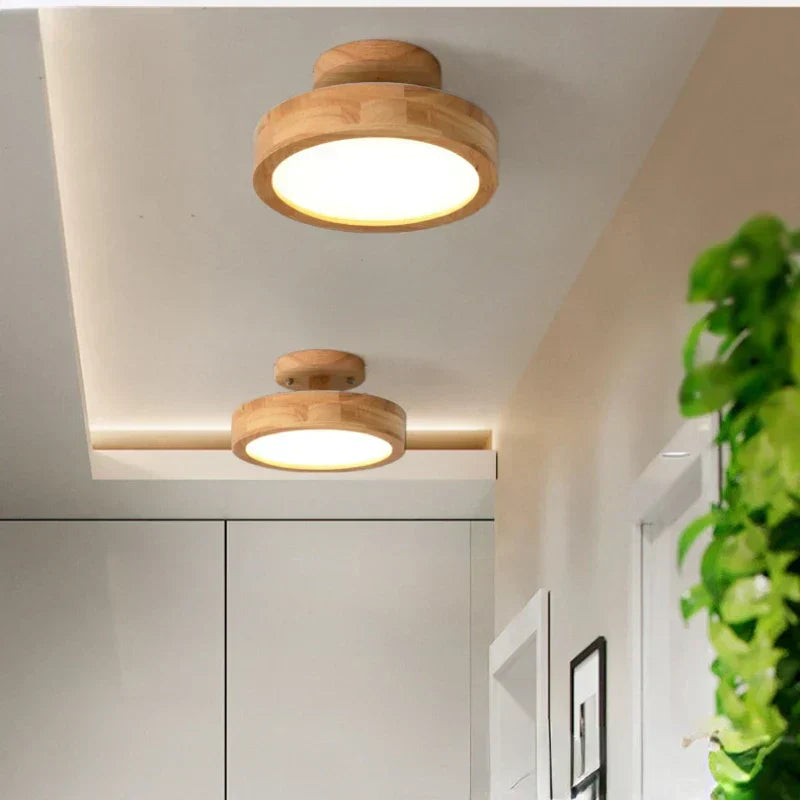 Round Wooden Scandinavian Ceiling Lamp - NordicLuxe-Type A-3 Colours Light-Diameter 20cm-Nora Luxe