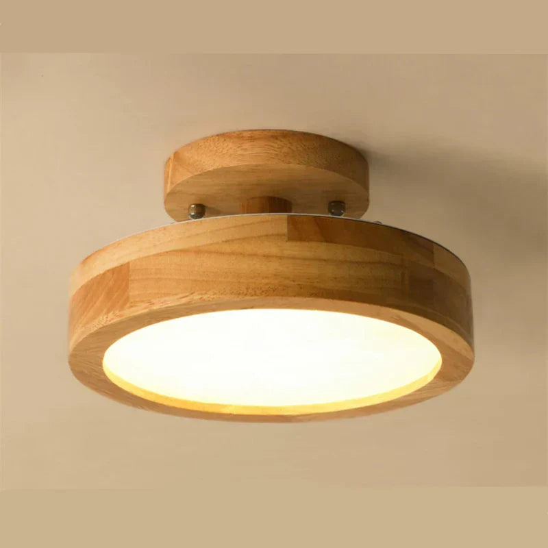 Round Wooden Scandinavian Ceiling Lamp - NordicLuxe-Type A-3 Colours Light-Diameter 20cm-Nora Luxe