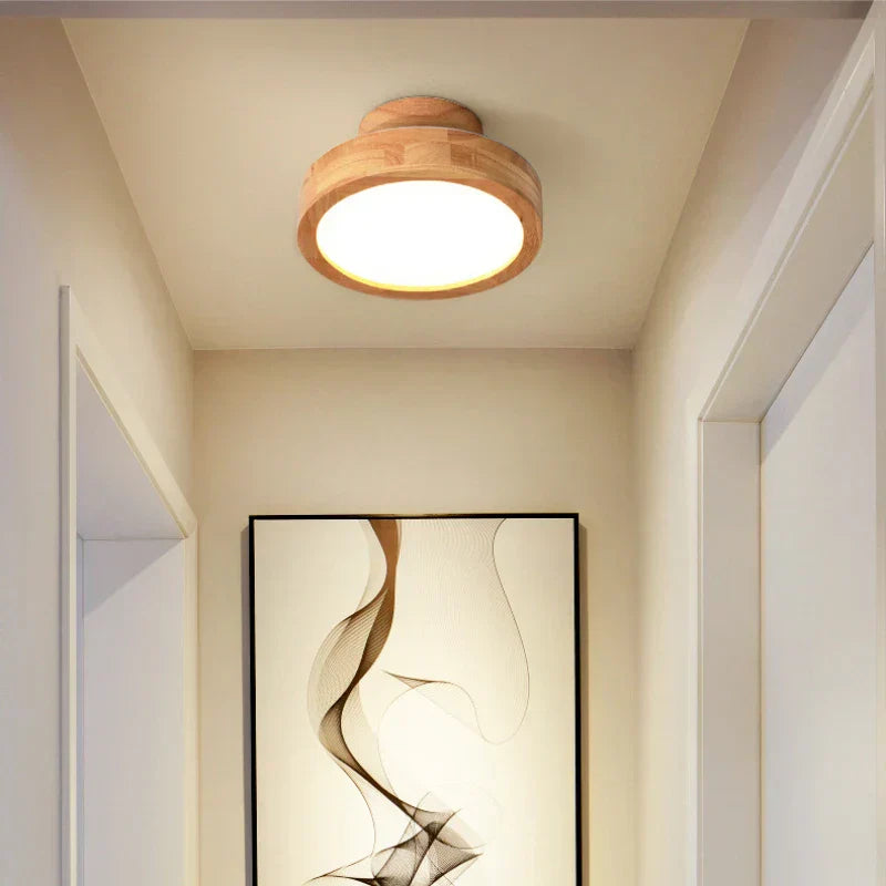 Round Wooden Scandinavian Ceiling Lamp - NordicLuxe-Type A-3 Colours Light-Diameter 20cm-Nora Luxe
