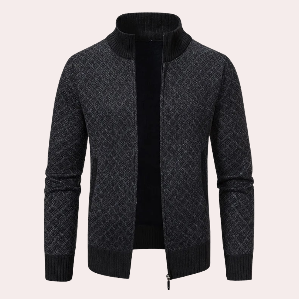 Runia - Knitted Cardigan for Men-Black-S-Nora Luxe