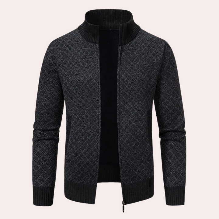 Runia - Knitted Cardigan for Men-Black-S-Nora Luxe