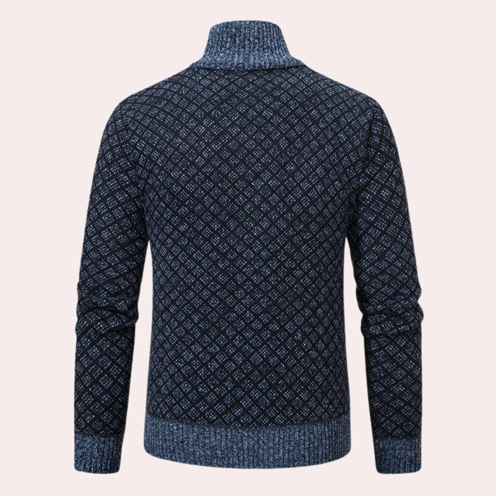 Runia - Knitted Cardigan for Men-Blue-gray-S-Nora Luxe