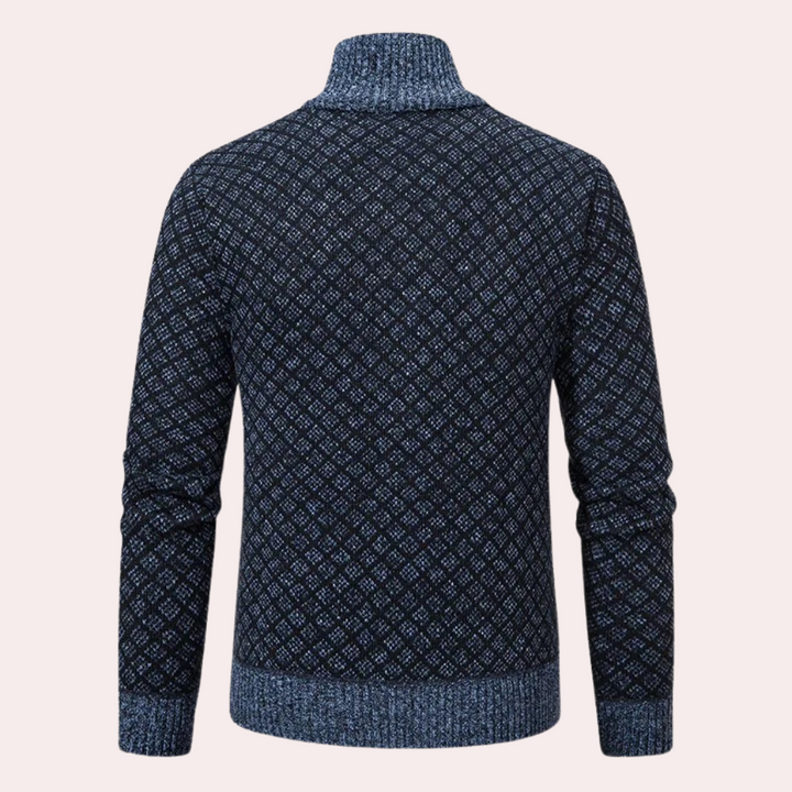 Runia - Knitted Cardigan for Men-Blue-gray-S-Nora Luxe