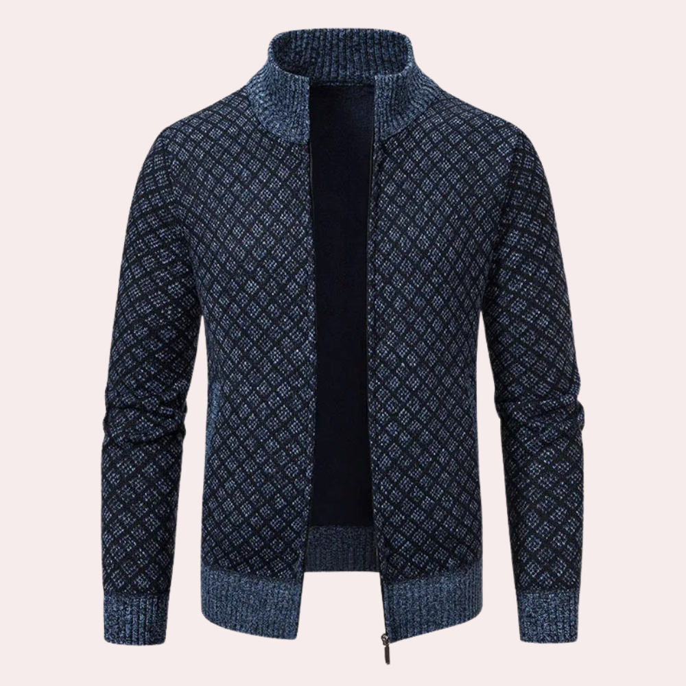Runia - Knitted Cardigan for Men-Blue-gray-S-Nora Luxe