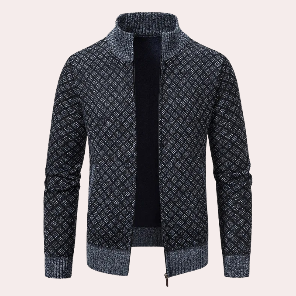Runia - Knitted Cardigan for Men-Dark gray-S-Nora Luxe
