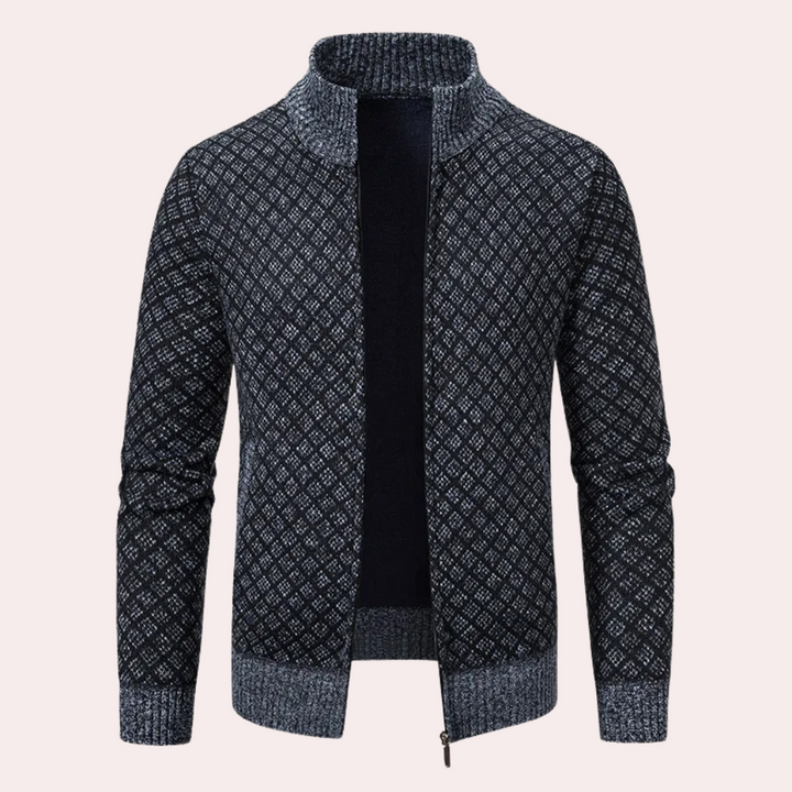 Runia - Knitted Cardigan for Men-Dark gray-S-Nora Luxe