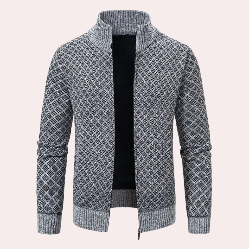 Runia - Knitted Cardigan for Men-Gray-S-Nora Luxe