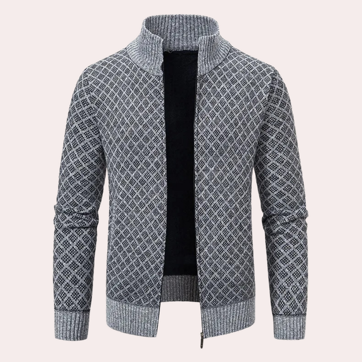 Runia - Knitted Cardigan for Men-Gray-S-Nora Luxe