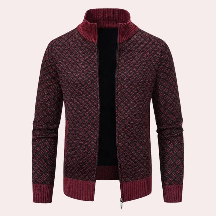 Runia - Knitted Cardigan for Men-Red-S-Nora Luxe