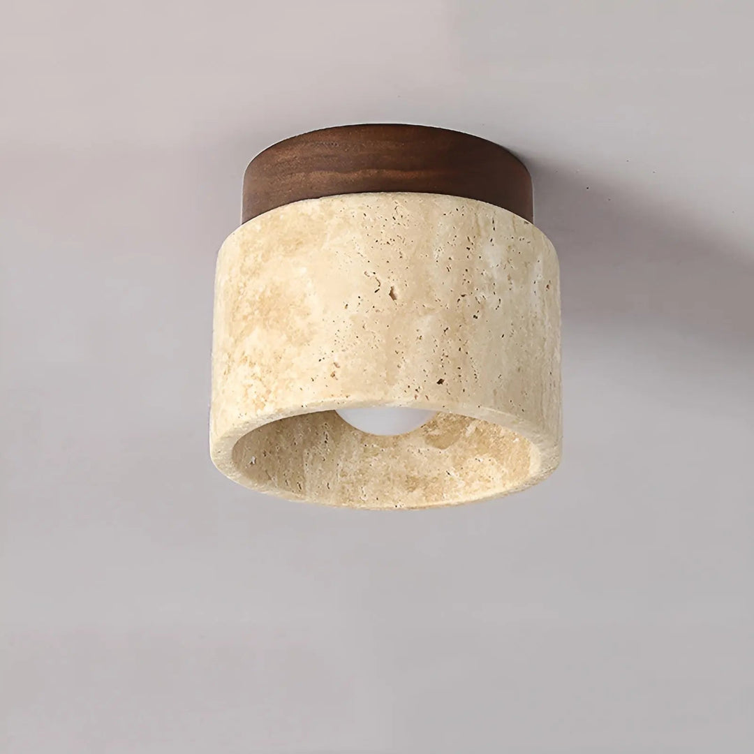 Rustic Travertine Ceiling Lamp - TravaGlow-Walnut-Nora Luxe
