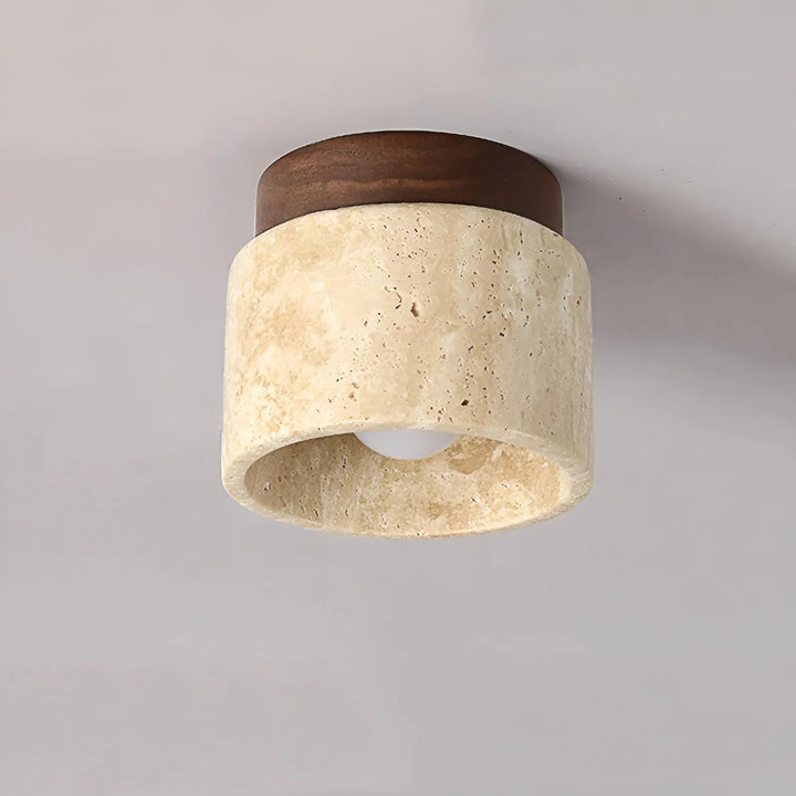 Rustic Travertine Ceiling Lamp - TravaGlow-Walnut-Nora Luxe