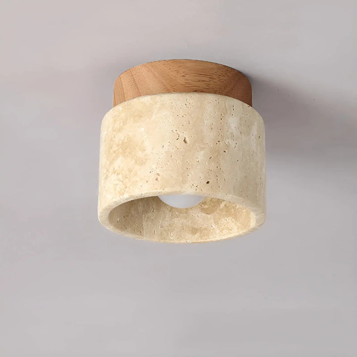 Rustic Travertine Ceiling Lamp - TravaGlow-Wooden-Nora Luxe