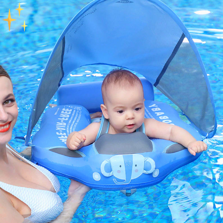 Safety Swim Ring for Toddlers - AquaSafe-FREE Sunshade-Elephant-Nora Luxe