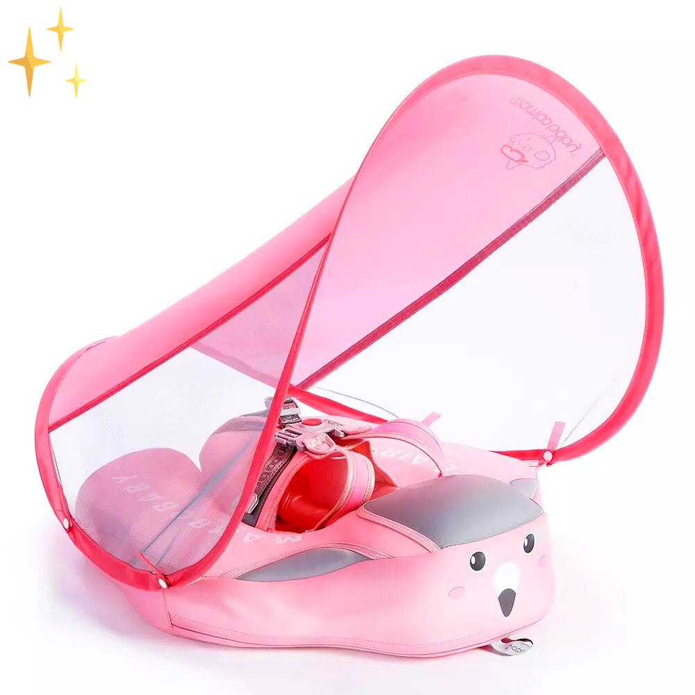 Safety Swim Ring for Toddlers - AquaSafe-FREE Sunshade-Flamingo-Nora Luxe