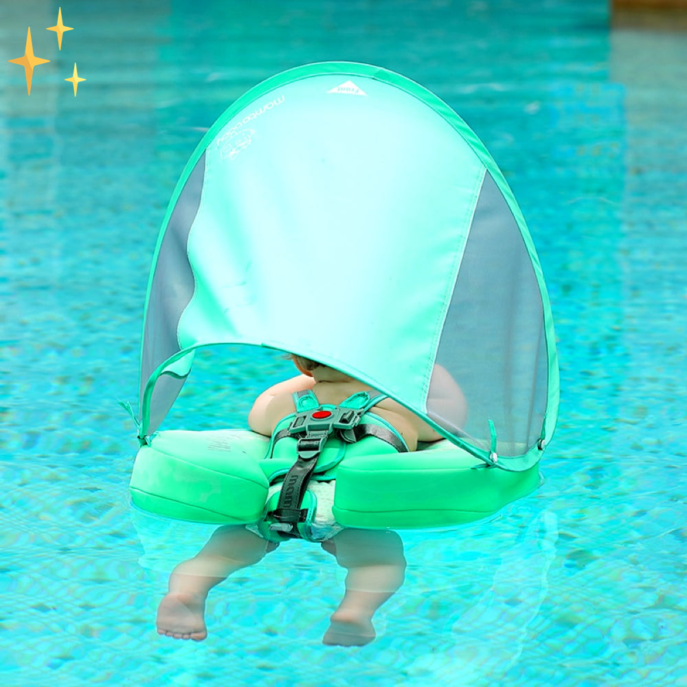 Safety Swim Ring for Toddlers - AquaSafe-FREE Sunshade-Green-Nora Luxe