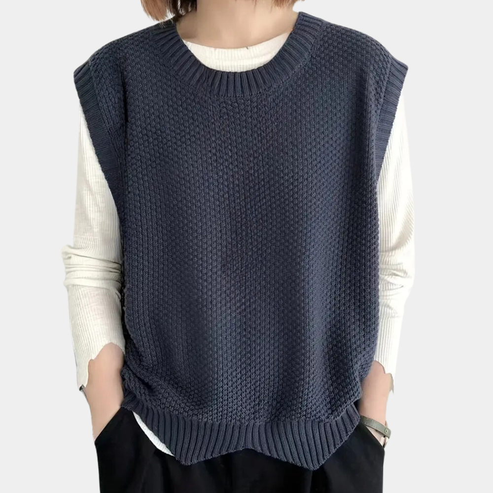 Sala - Hip Knitted Cardigan for Women-Marine blue-XS-Nora Luxe