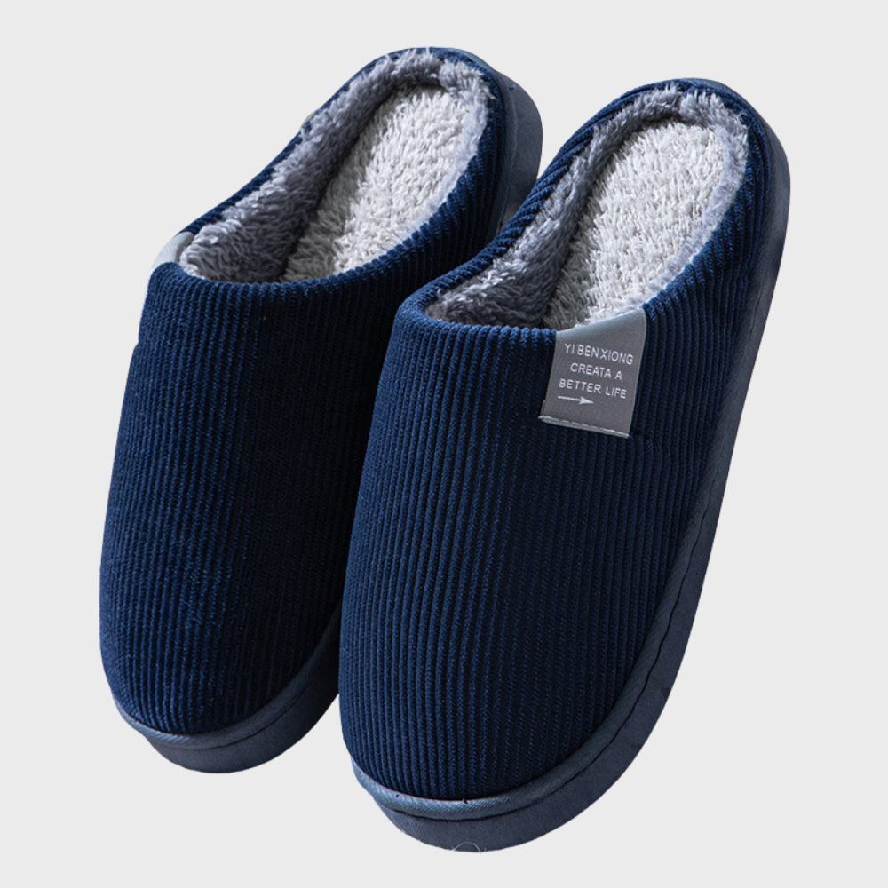 Sally - Warm Corduroy Lined Slippers-Blue-7-Nora Luxe