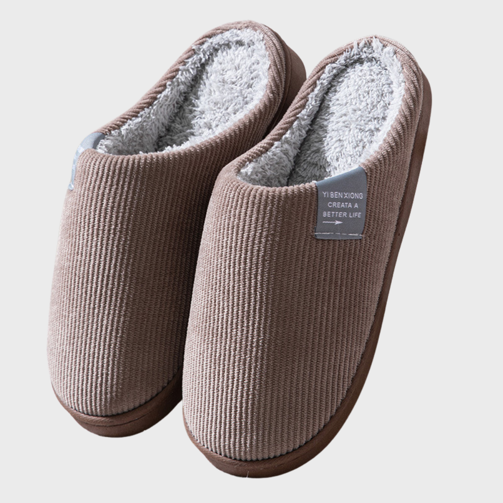 Sally - Warm Corduroy Lined Slippers-Brown-7-Nora Luxe