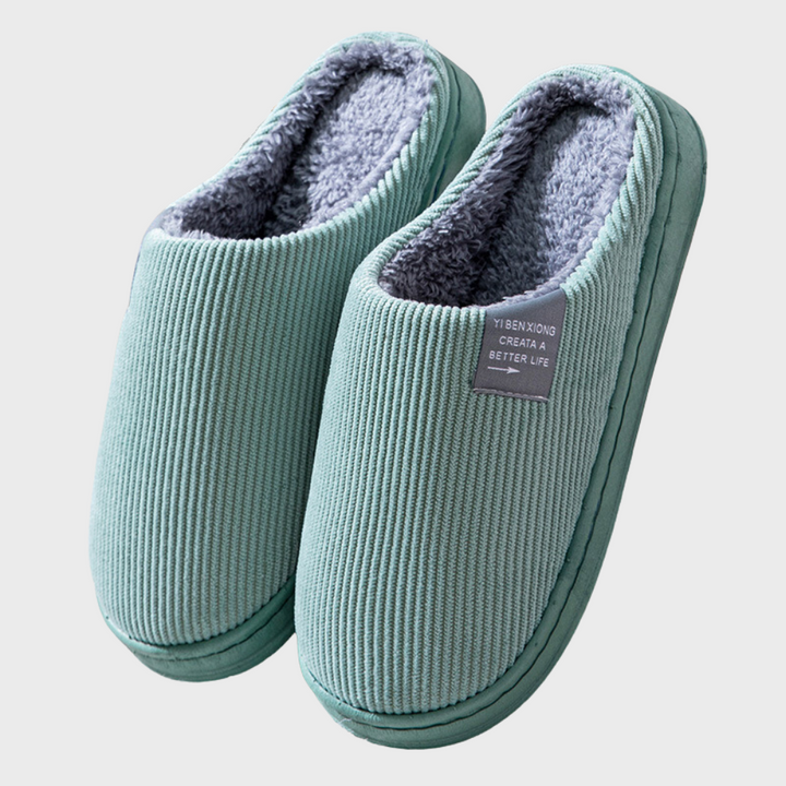Sally - Warm Corduroy Lined Slippers-Green-7-Nora Luxe
