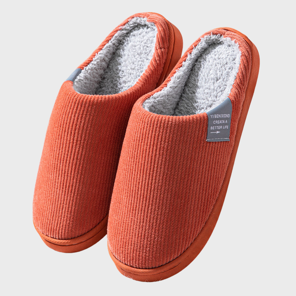Sally - Warm Corduroy Lined Slippers-Orange-7-Nora Luxe