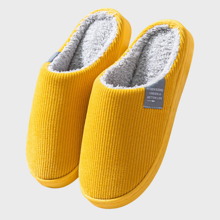 Sally - Warm Corduroy Lined Slippers-Yellow-7-Nora Luxe