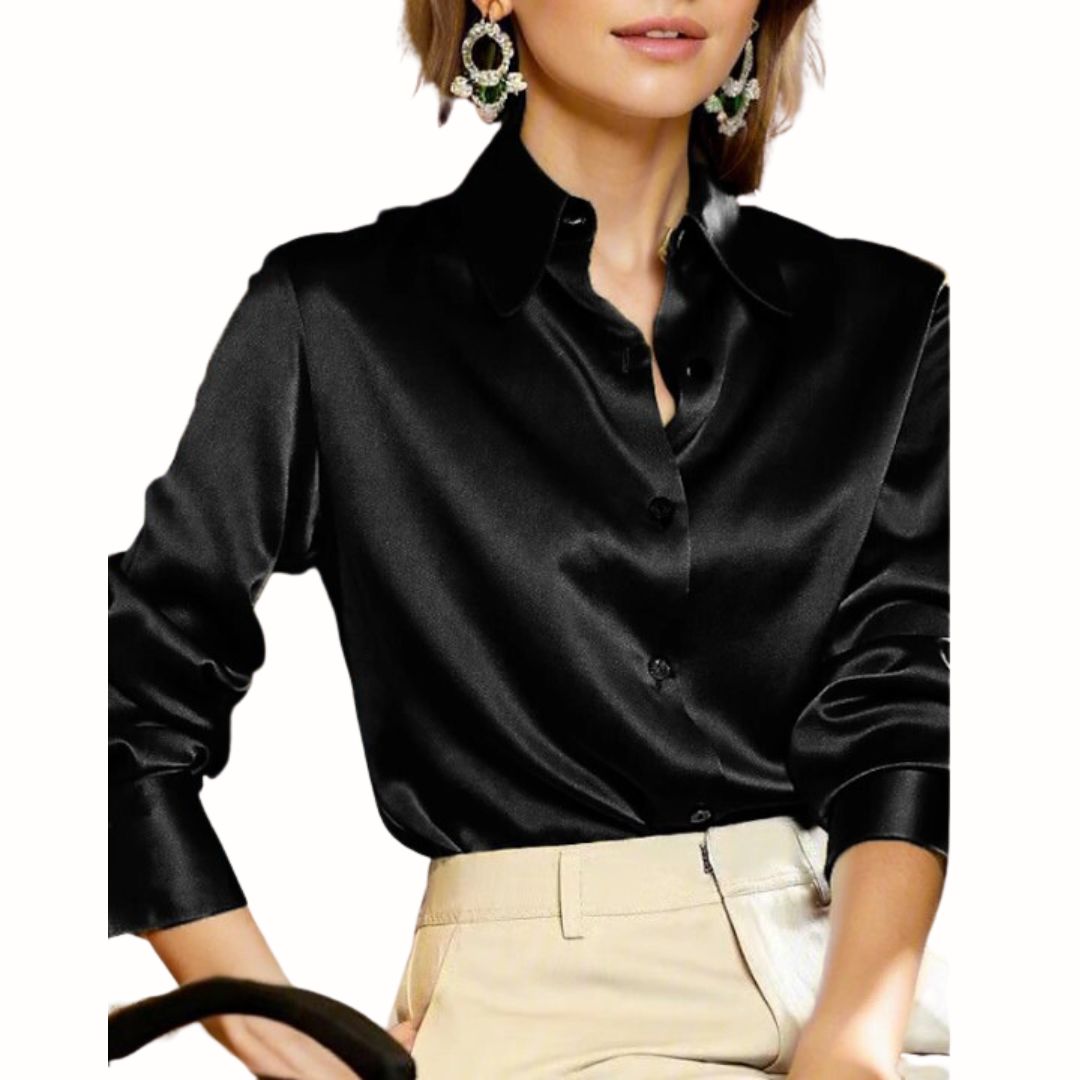 Satin Blouse for Women - Elara-Black-S-Nora Luxe