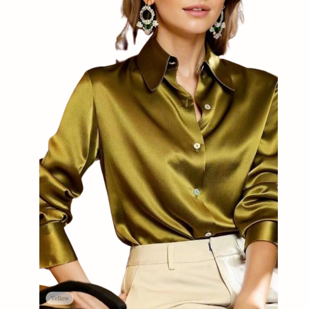 Satin Blouse for Women - Elara-Yellow-S-Nora Luxe
