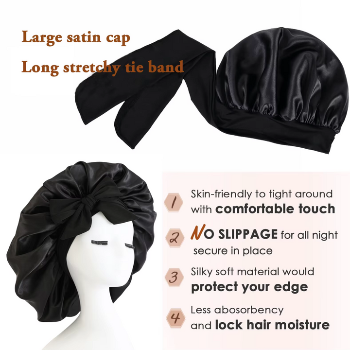 Satin Bonnet – Sleep Cap for Women-Champagne-Nora Luxe