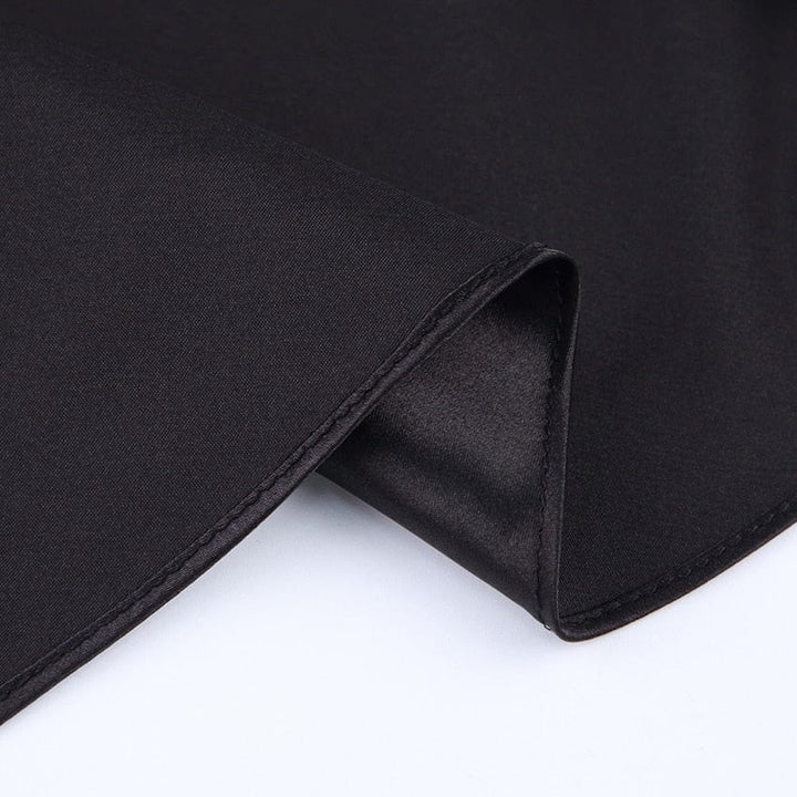 Satin shimmering women's midi skirt in A-line with high waist – Liora-Black-S-Nora Luxe