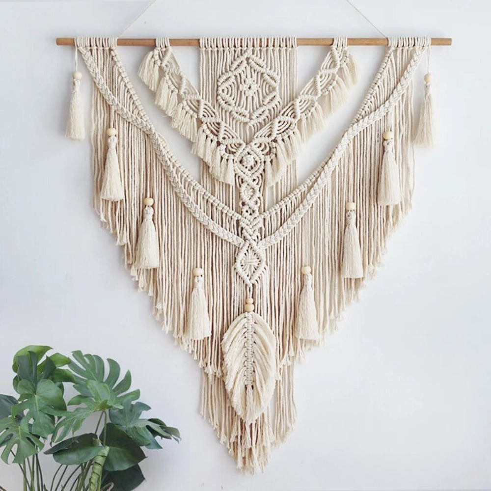 Scandinavian Boho Macramé Wall Hanging - Liora-Beige-The Livary