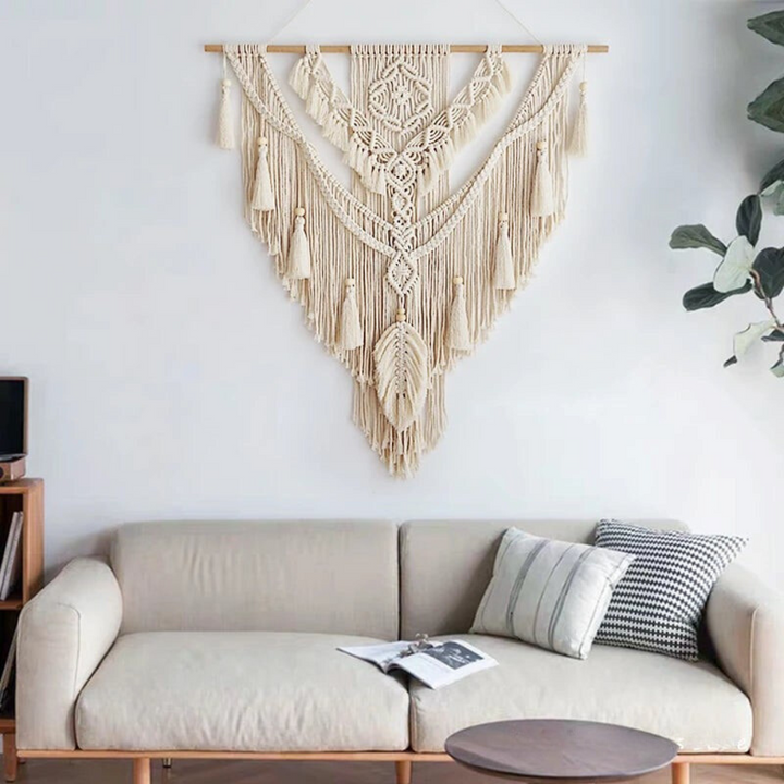 Scandinavian Boho Macramé Wall Hanging - Liora-Beige-The Livary