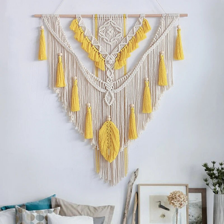 Scandinavian Boho Macramé Wall Hanging - Liora-Yellow-The Livary