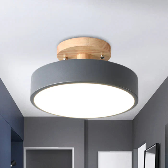 Scandinavian LED Ceiling Lamp - NordWood-Gray-Nora Luxe