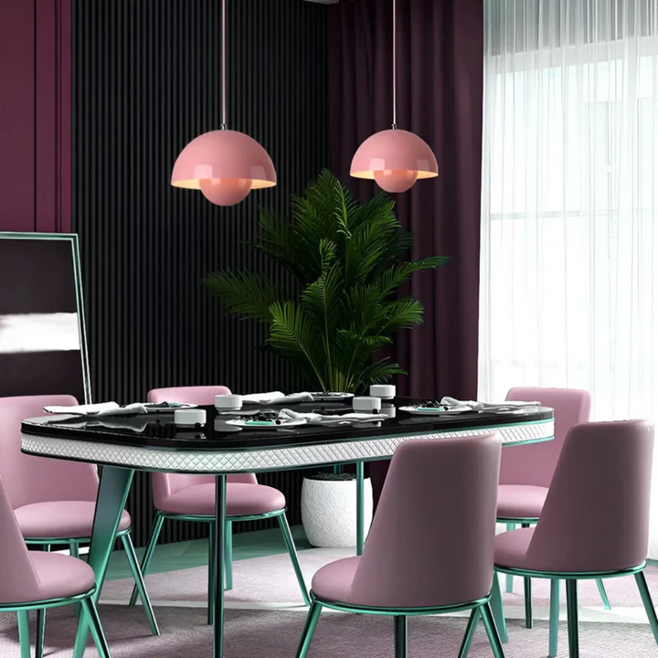 Scandinavian LED Pendant Lamp - NordicBlossom-Pink-Nora Luxe